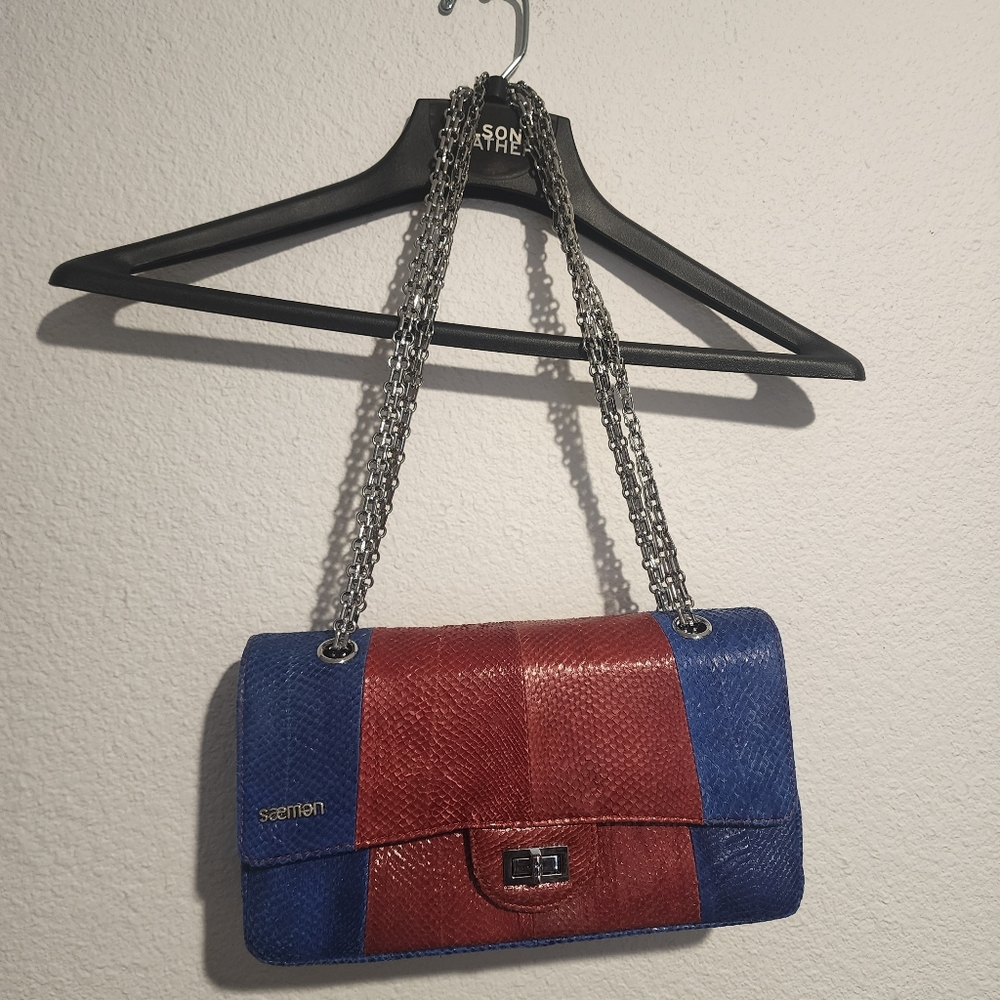 Saks Fifth Avenue Red and Blue Shoulder Bag